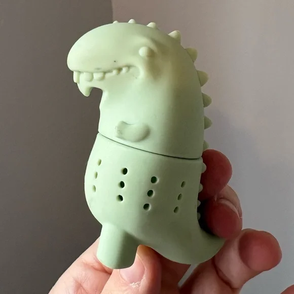 Dinosaur Tea Infuser Green Silicone Kawaii Cute Dopamine Decor T-Rex Dino Fun - Picture 3 of 9